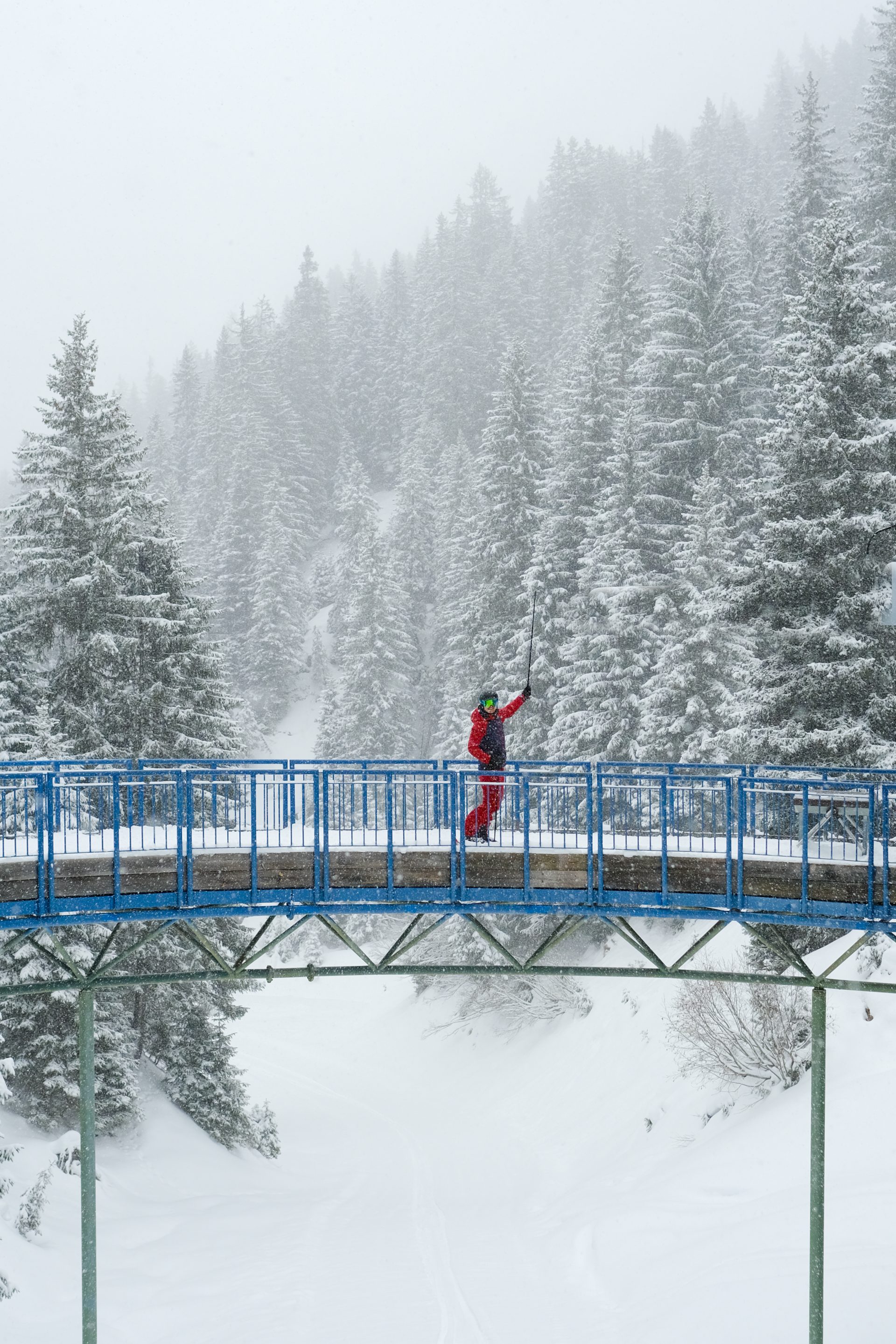 De skibrug naar de Obermoos stoeltjeslift in het Klostertal/Sonnenkopf