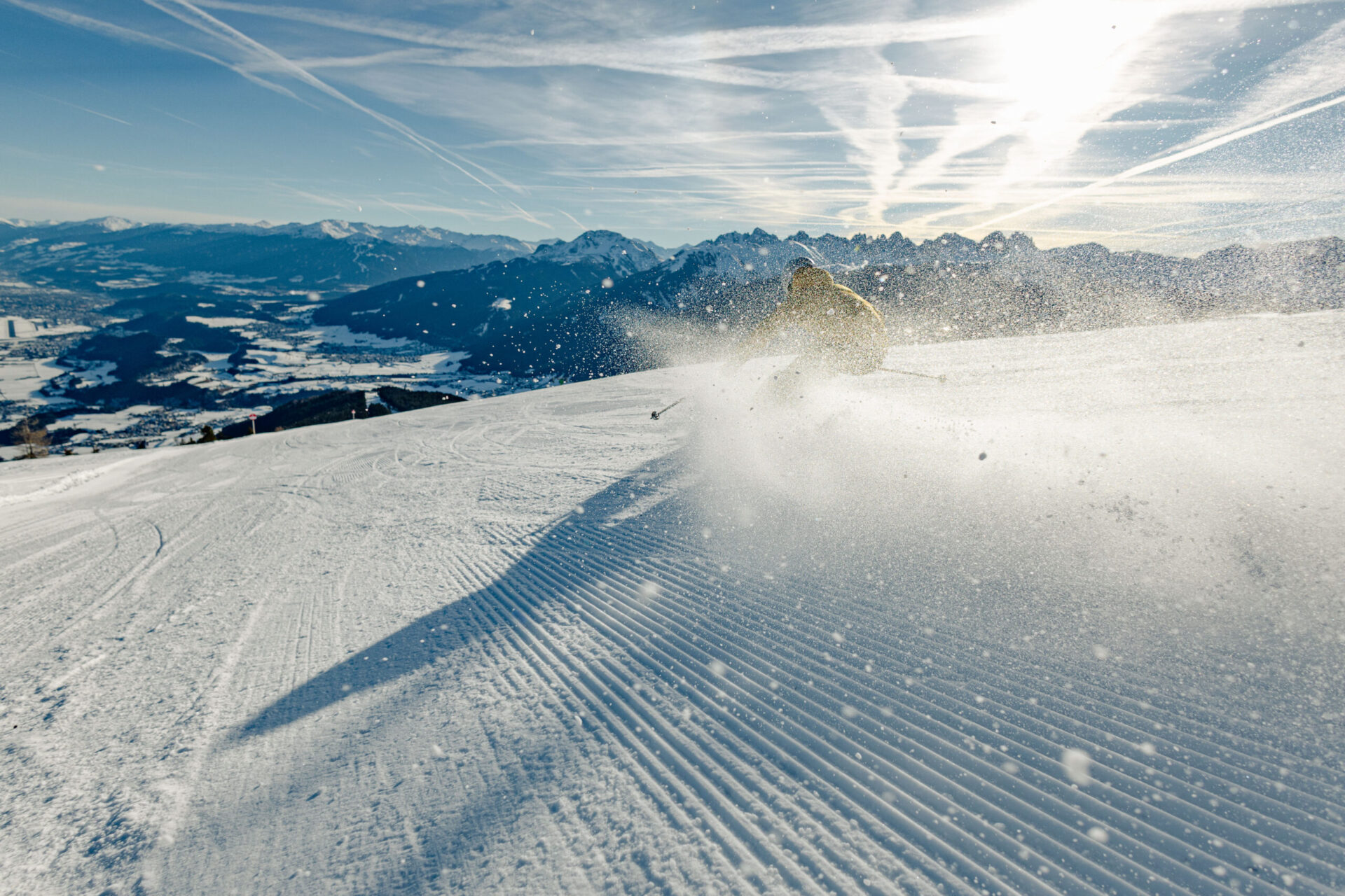 Skigebied Oberperfuss op de Rangger Köpfl vlakbij Innsbruck